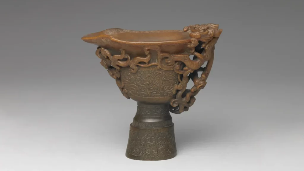 Carved Rhino Horn of a Chi-dragon Cup | Qing Dynasty