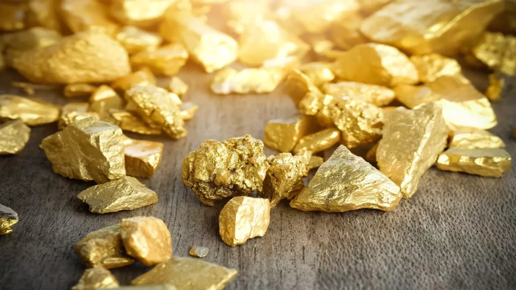 Gold ore of different shapes