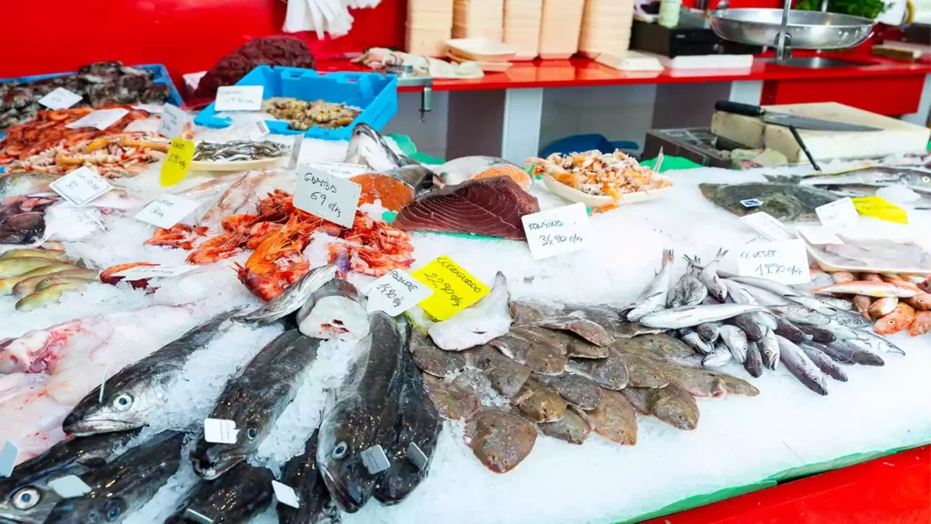 Seafood sold at the stalls