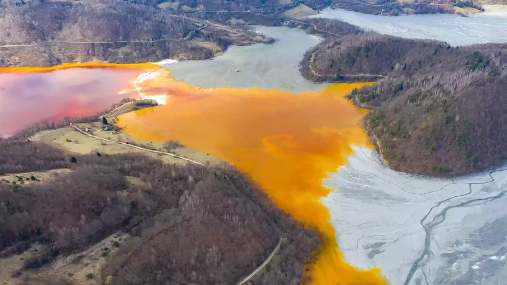 金銅礦廢水洩漏造成河川汙染
