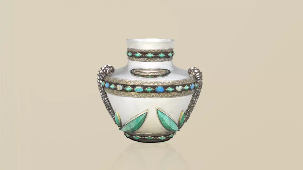 銀鑲天河石花瓶