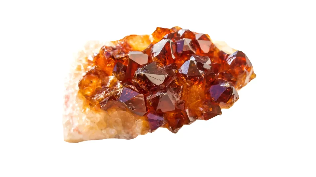 Orange garnet in symbiosis with white crystals