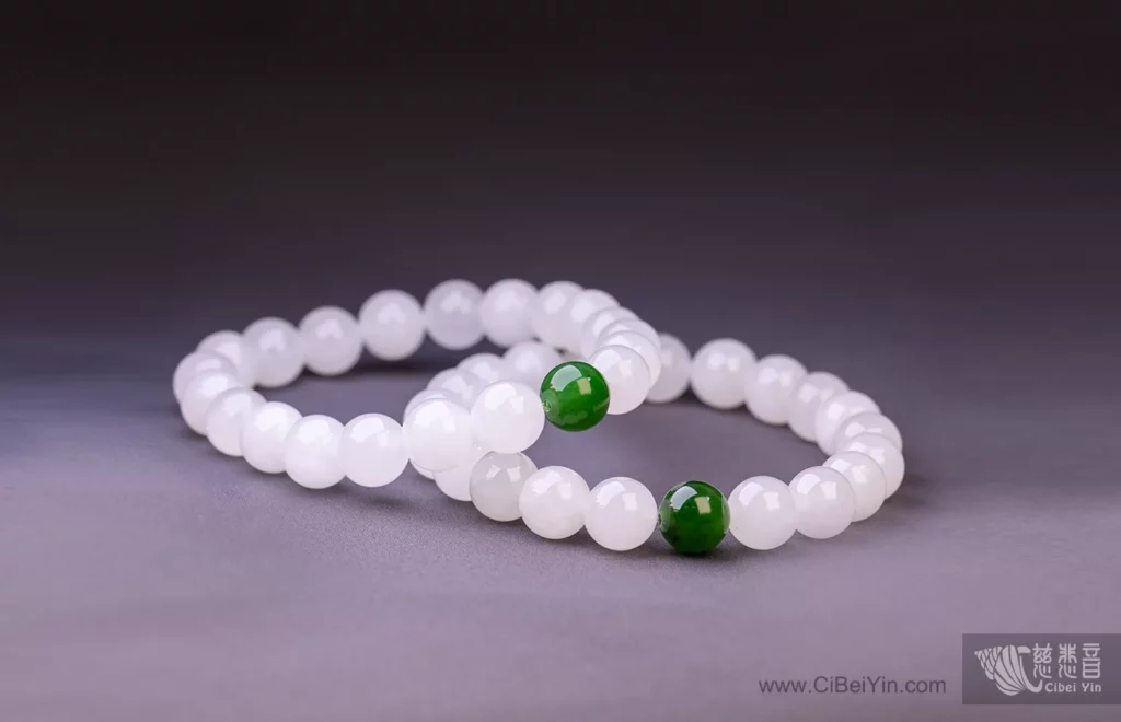 White and Green Jade Bracelet