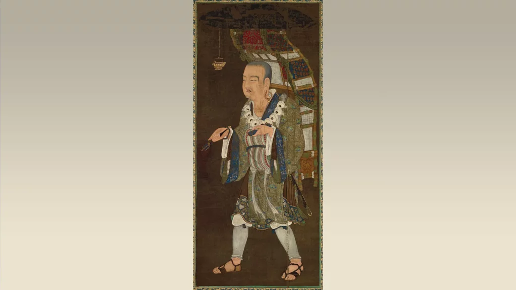 A depiction of the Chinese monk Xuanzang on his journey to India