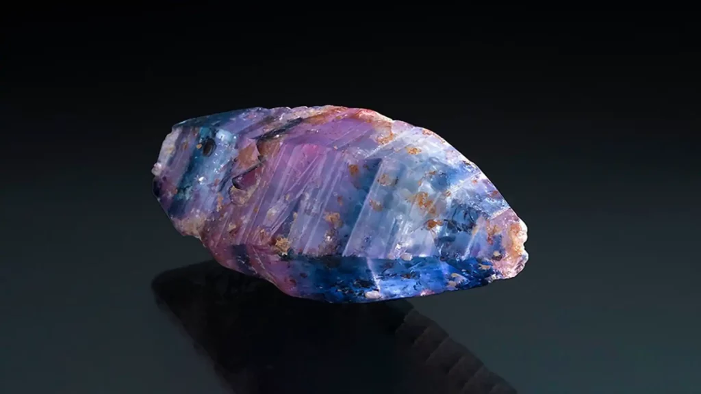 擁有豐富漸層色的藍寶石原礦