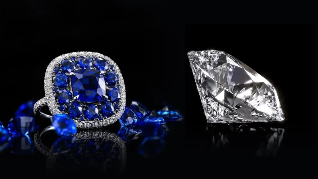 藍寶石（左）鑽石（右）