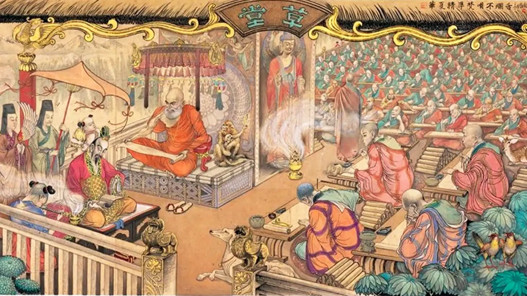 鳩摩羅什與學生們譯經的場景