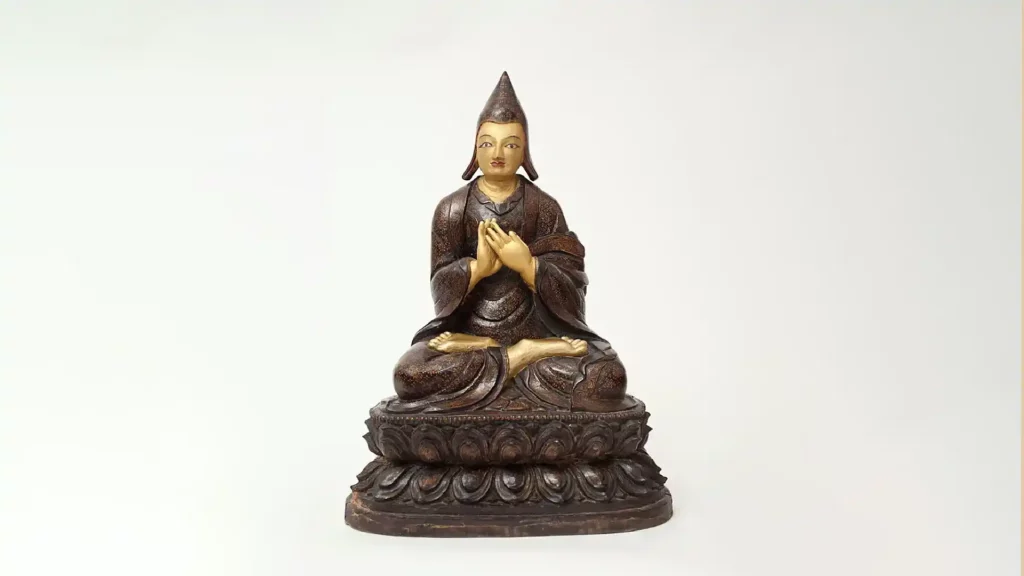 17-18世紀 西藏製造的阿底峽尊者木像