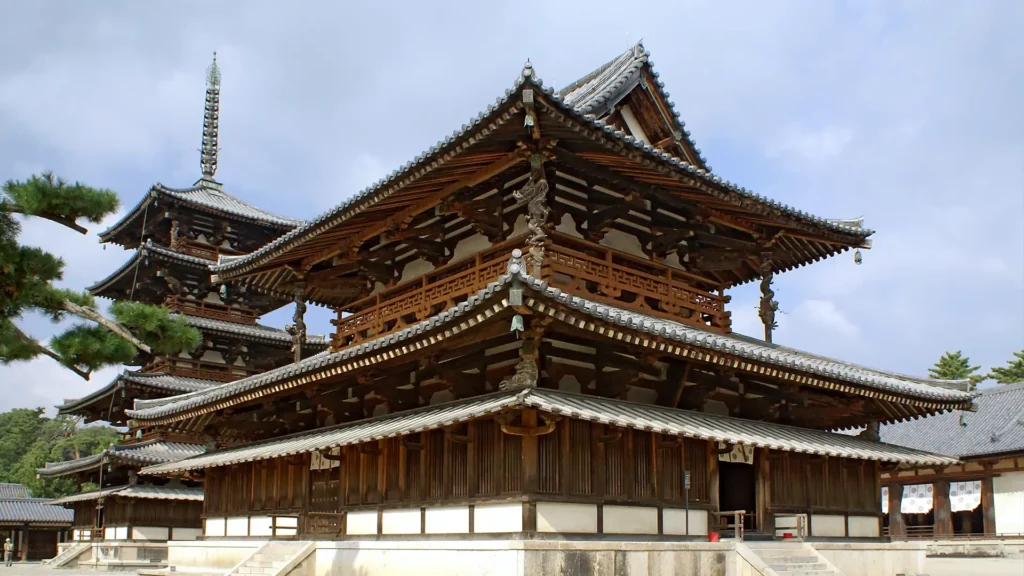 全寺採用檜木製作的日本法隆寺