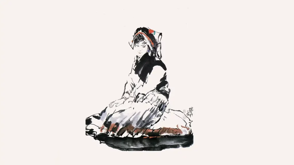 范曾作品《藏族姑娘》