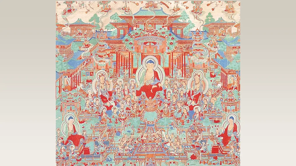 張大千臨摹敦煌壁畫的《盛唐觀無量壽經變圖》
