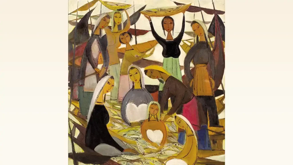 林風眠作品《釣魚收穫》