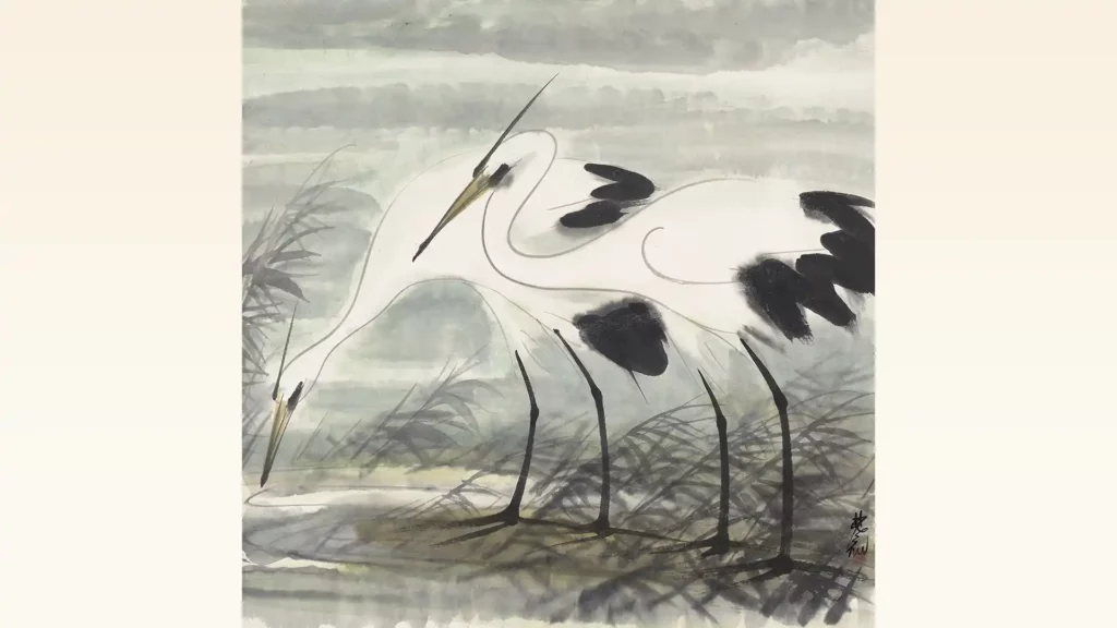 林風眠作品《兩隻白鷺》