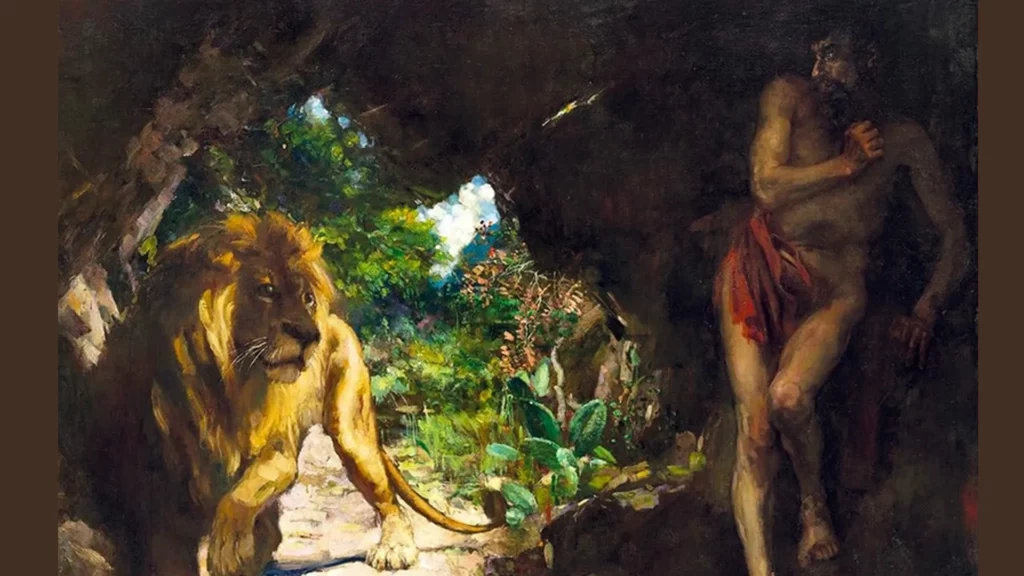 徐悲鴻作品《奴隸與獅》