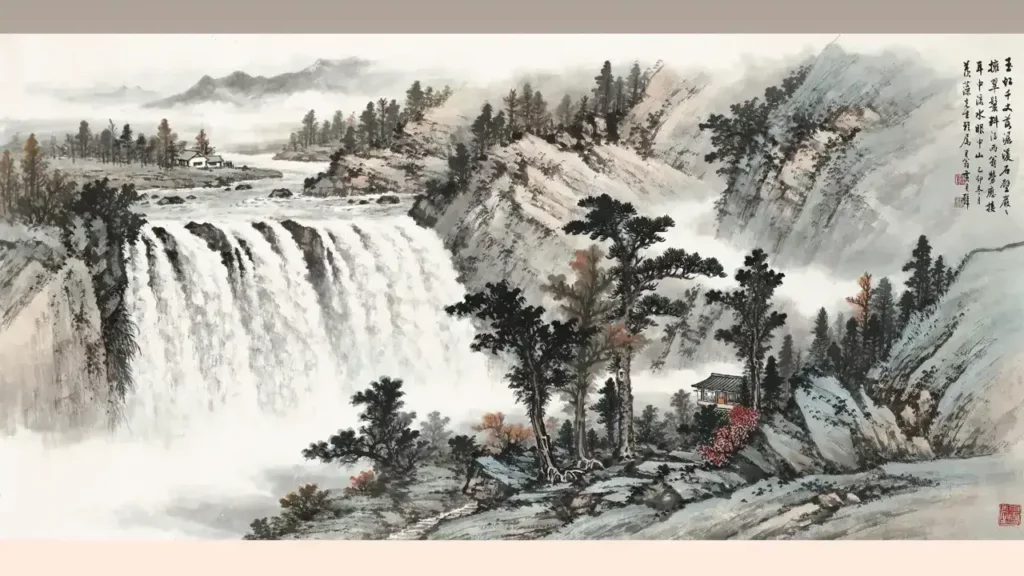 黃君璧作品《飛瀑清談》