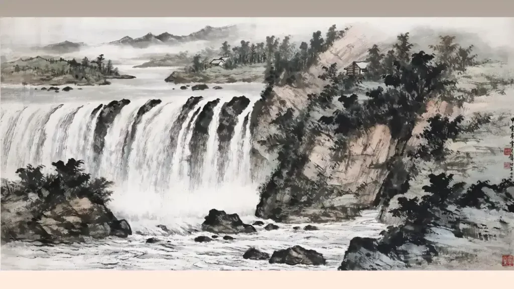 黃君璧作品,《巖屏飛瀑》