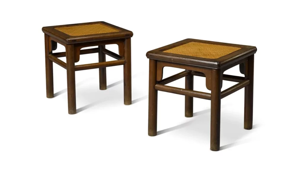 清18世紀 鷄翅木馬蹄足方凳一對