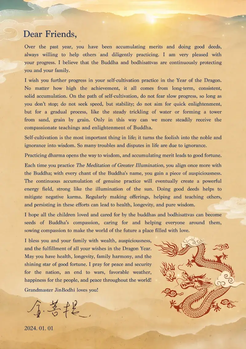 New Year Greetings From Grandmaster JinBodhi in 2024