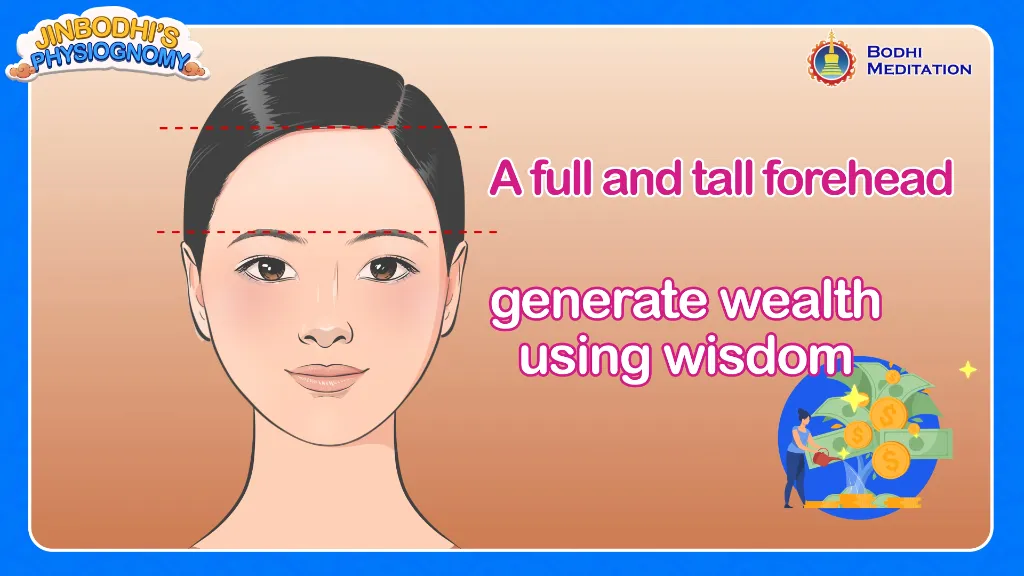 Woman's facial analysis: full forehead creates wealth with wisdom