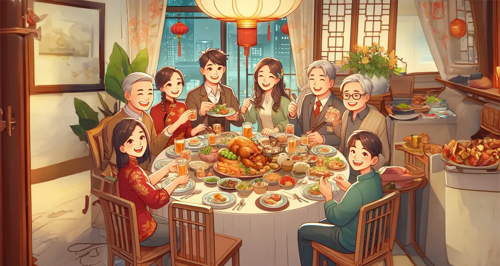 Chinese Family Gathering on New Year's Eve