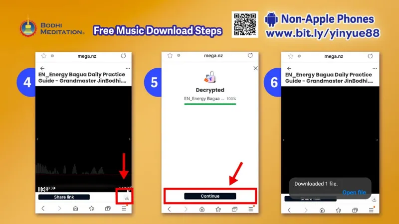 Steps 4 to 6 for Downloading Free Music on Android