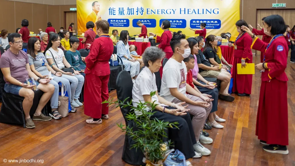 Bodhi Meditation teachers performed energy blessings for devotees.  