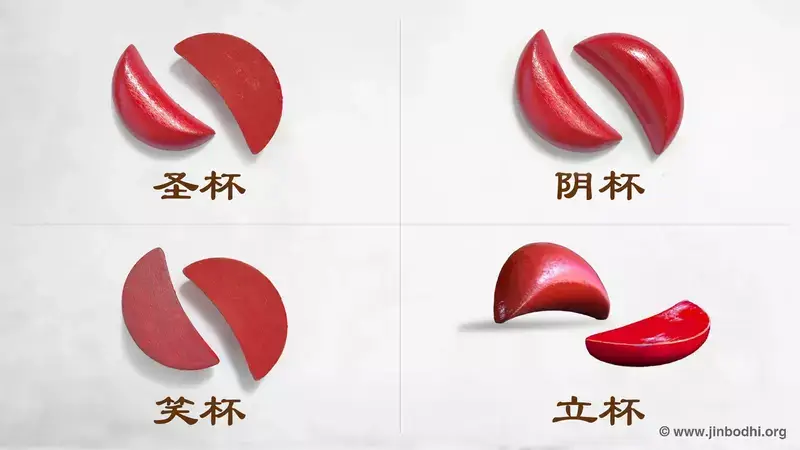 擲筊有4種，包含聖筊、陰筊、笑筊、立筊